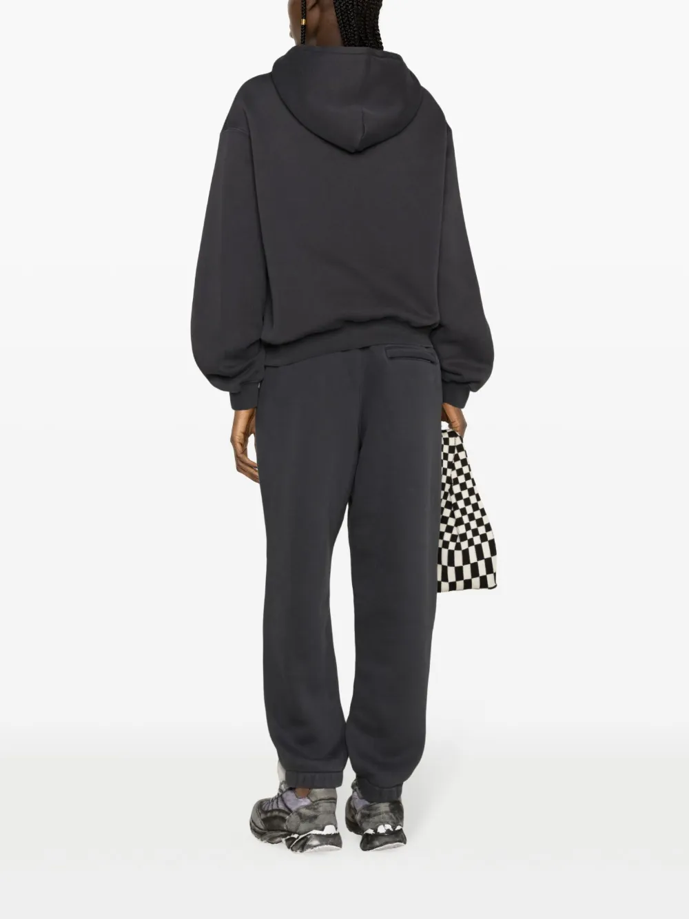 Alexander Wang Rubberised-logo Cotton-blend Hoodie In Grey