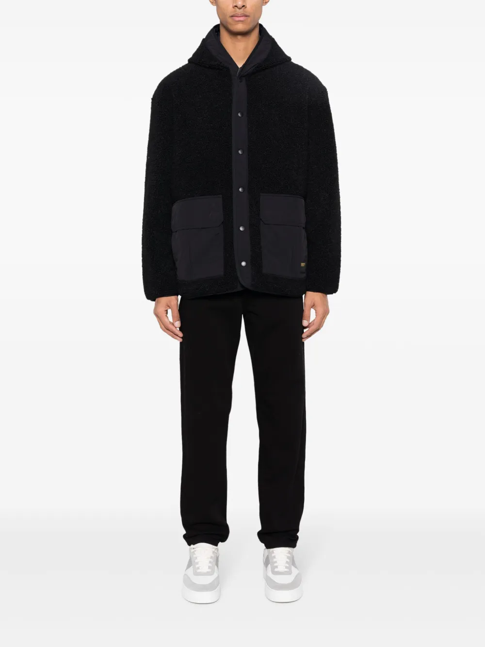 Carhartt WIP Devin faux-shearling hooded jacket - Zwart