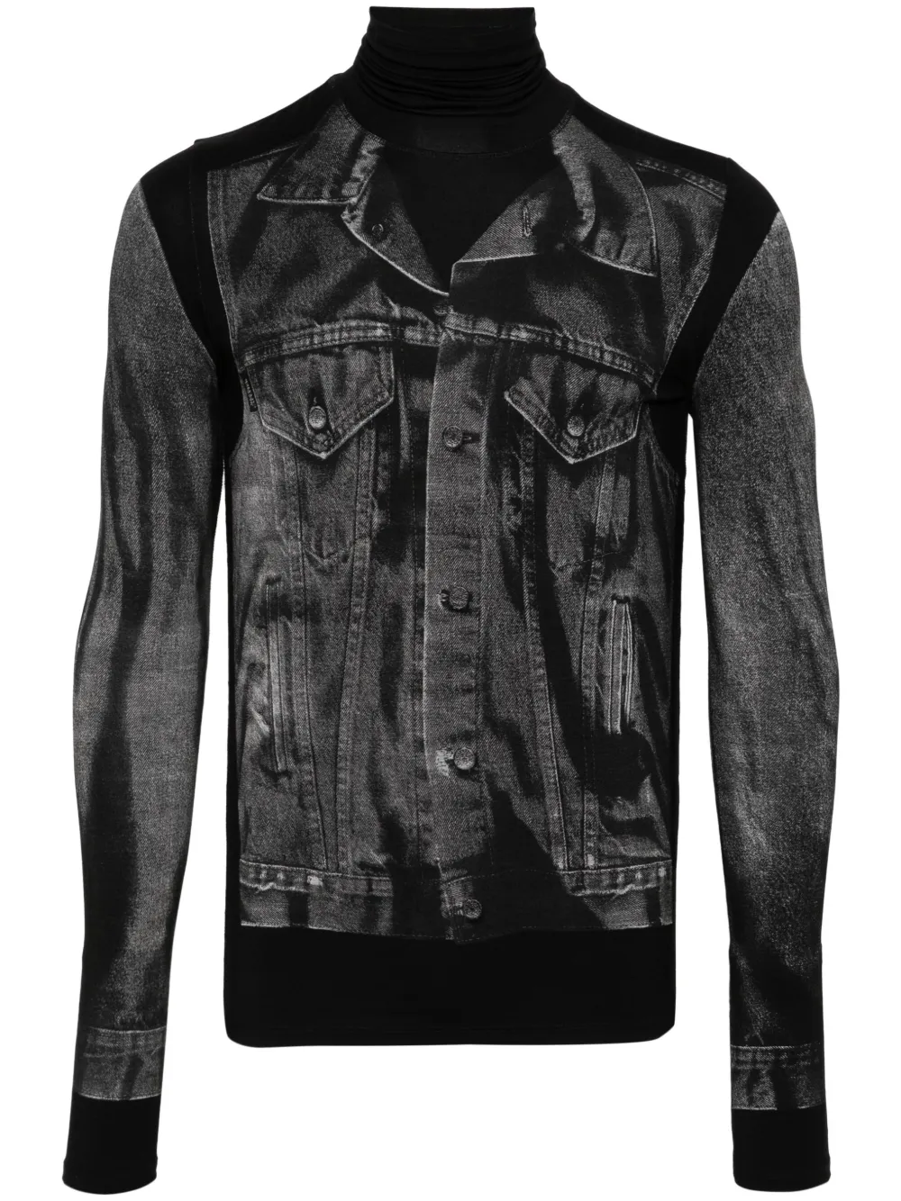 Jean Paul Gaultier Trompe L'oeil-print Roll-neck Jumper In Black