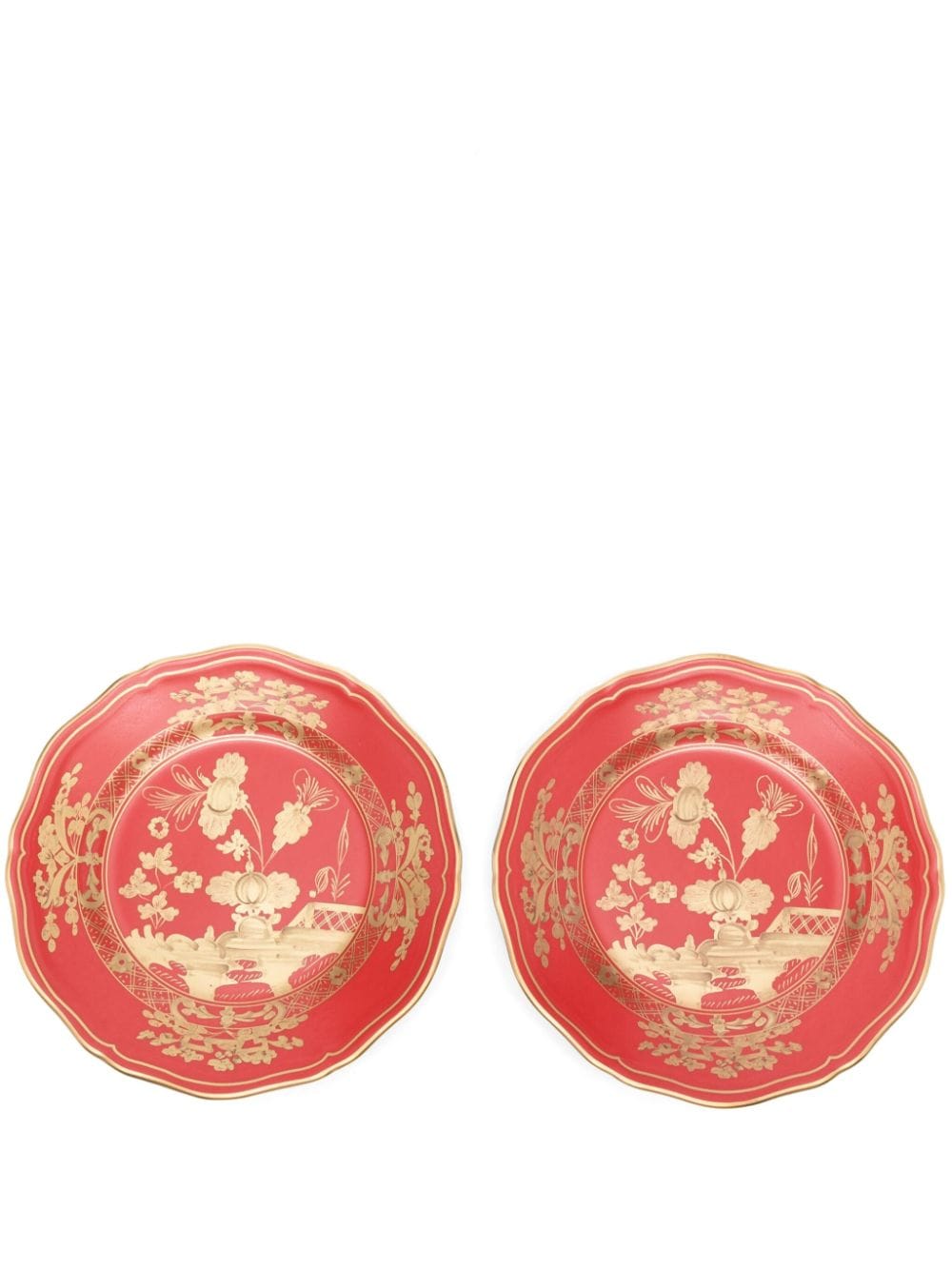 Ginori 1735 Rubrum Porcelain Dessert Plate (set Of Two) In Red