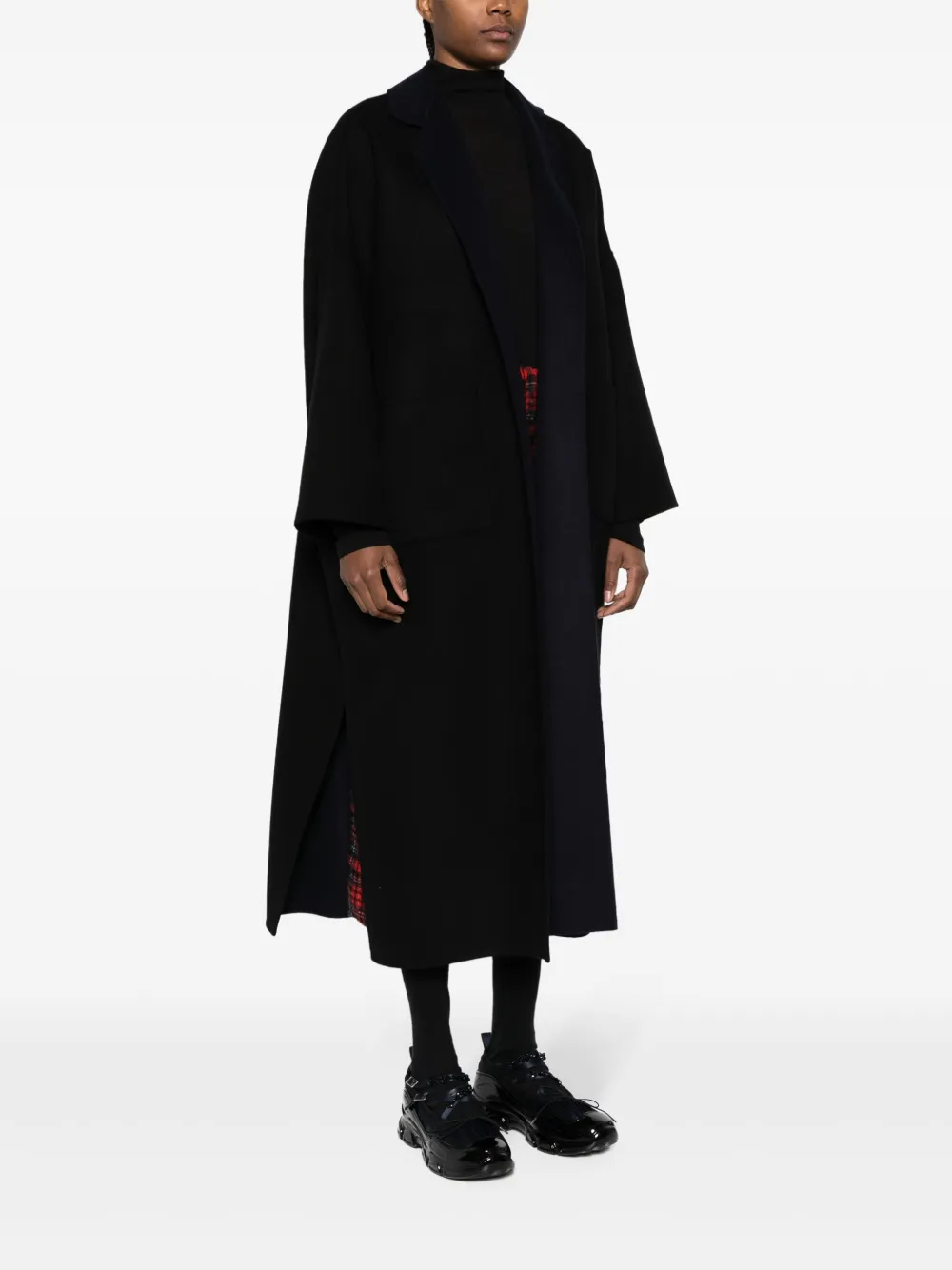 Daniela Gregis Belted Wool Coat In Black