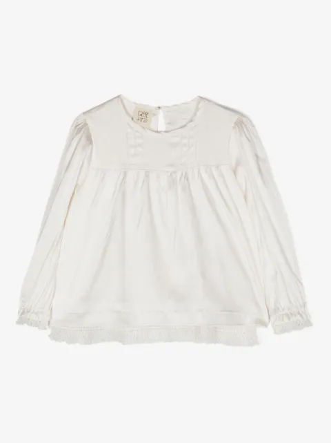 Caffe' D'orzo Livia open-knit-trim blouse