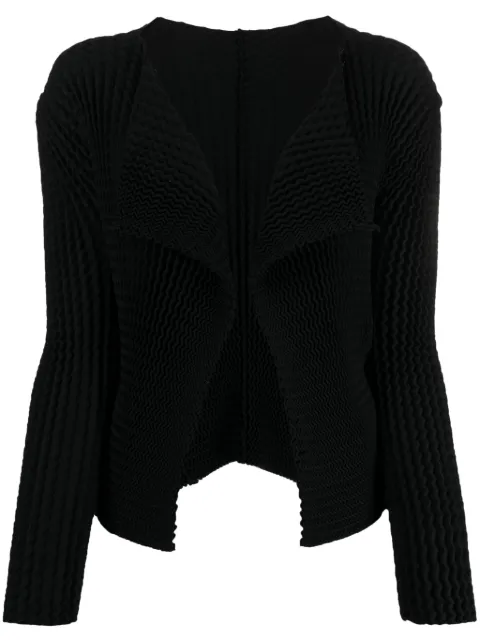 Issey Miyake ribbed-detailing open-front jacket 
