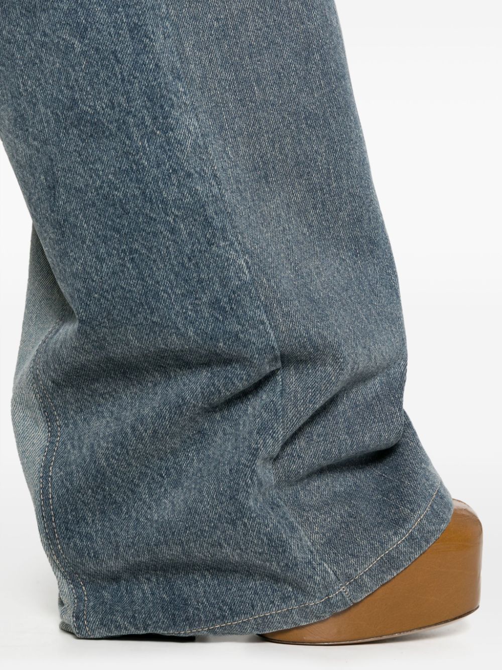 Shop Marine Serre Regenerated Denim Low-rise Wide-leg Jeans In Blue