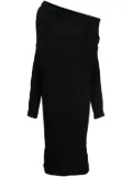 A.W.A.K.E. Mode asymmetric wool-blend midi dress - Black