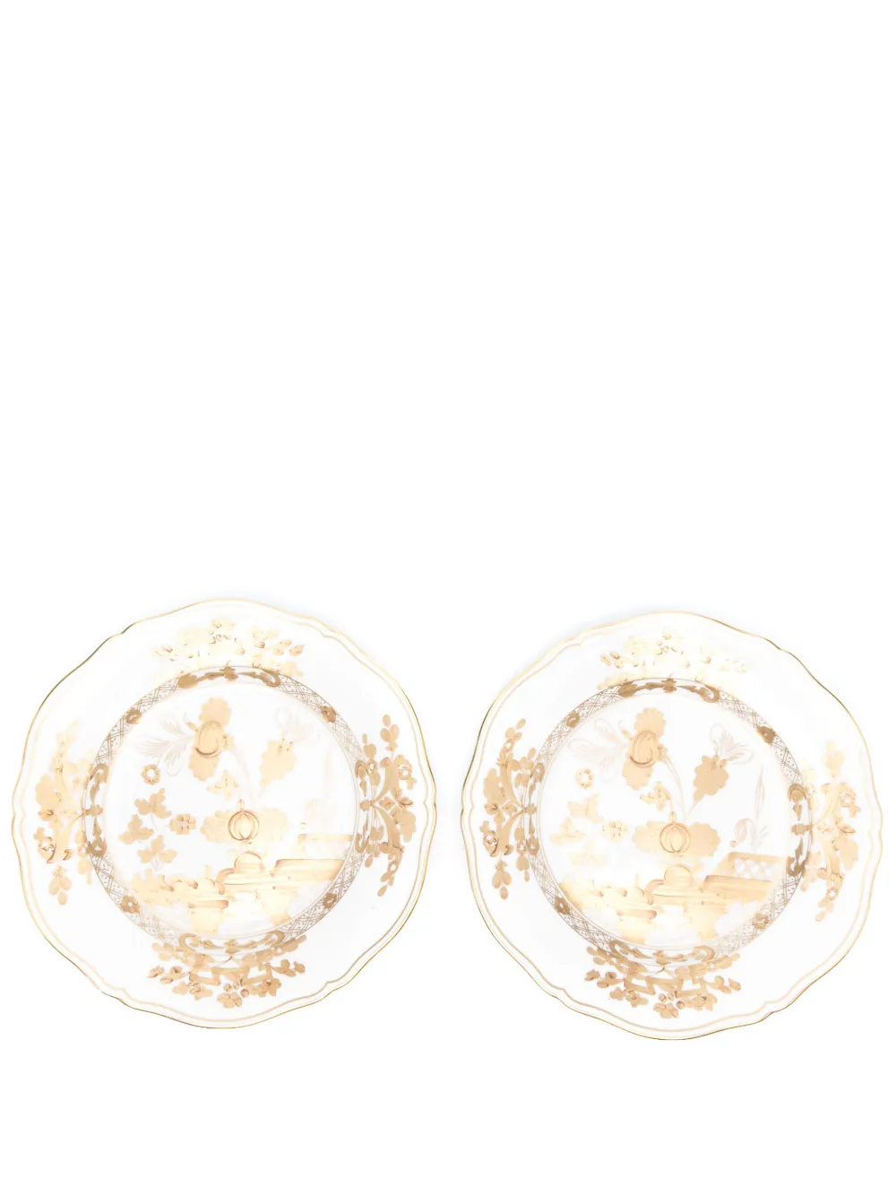 Ginori 1735 Oriente Italiano Aurum Porcelain Plate (set Of Two) In White