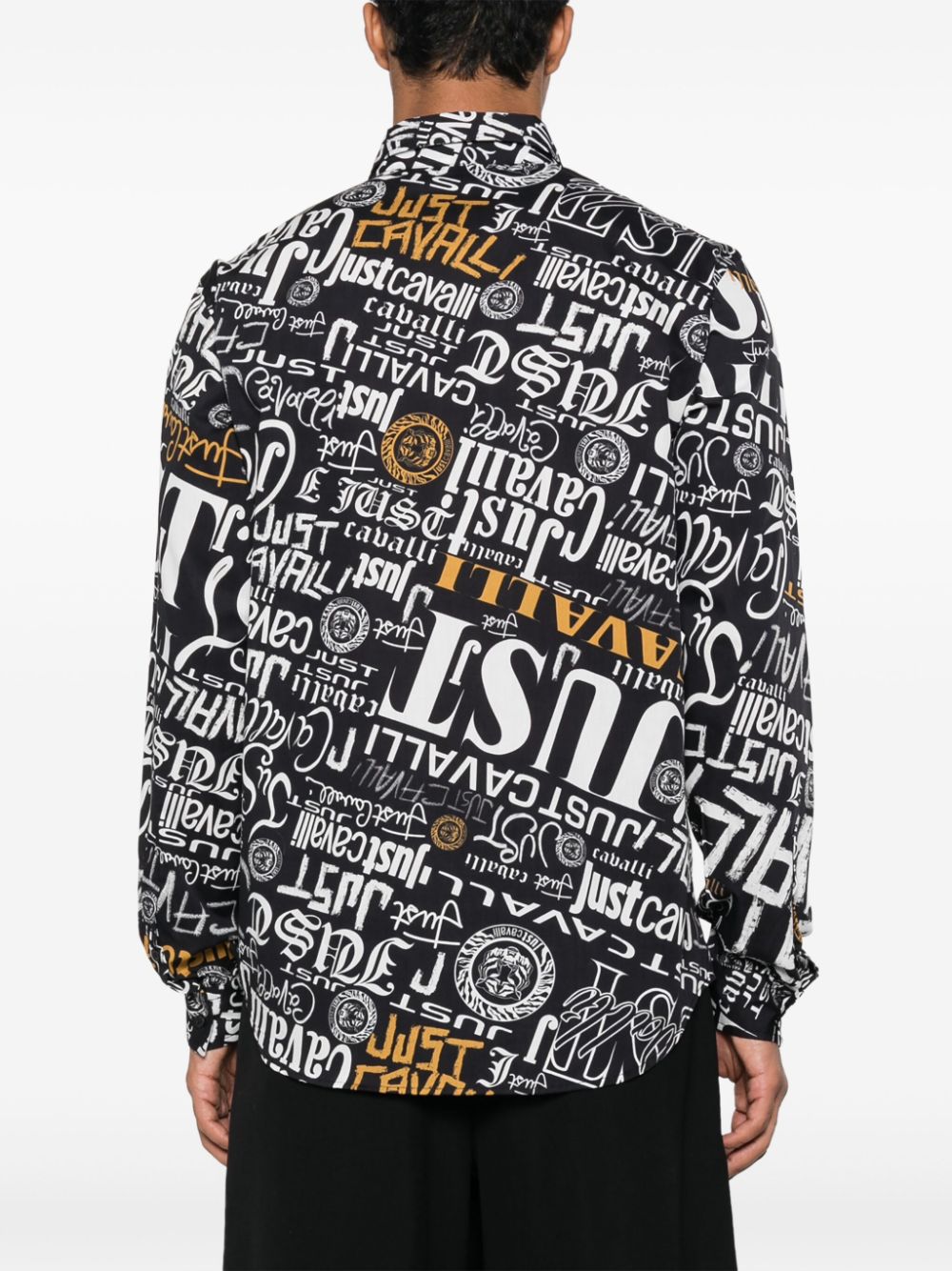 Shop Just Cavalli Logo-print Cotton Shirt In Black