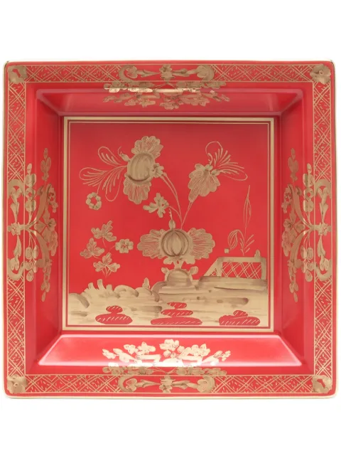 GINORI 1735 "assiette carrée Oriente Italiano Rubrum en porcelaine (24,5 cm)"