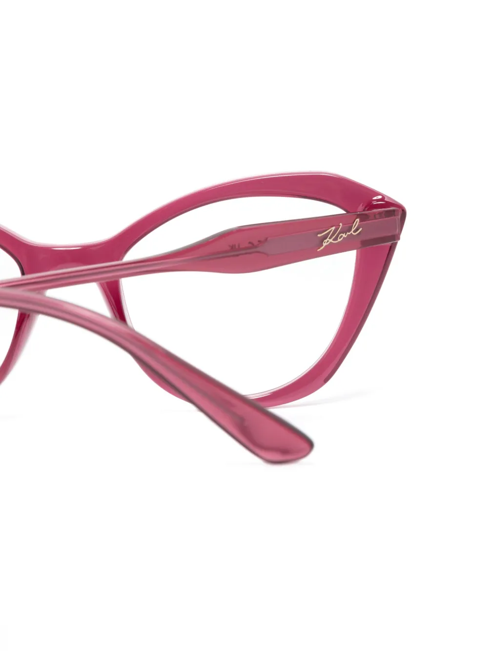 Shop Karl Lagerfeld Transparent Cat-eye Glasses In Pink