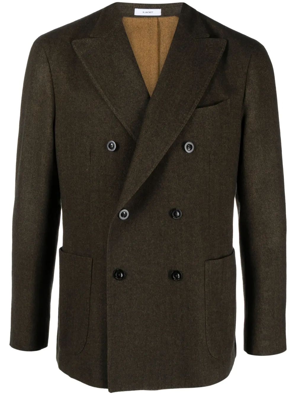 Boglioli Double-breasted Virgin Wool Blazer In Brown