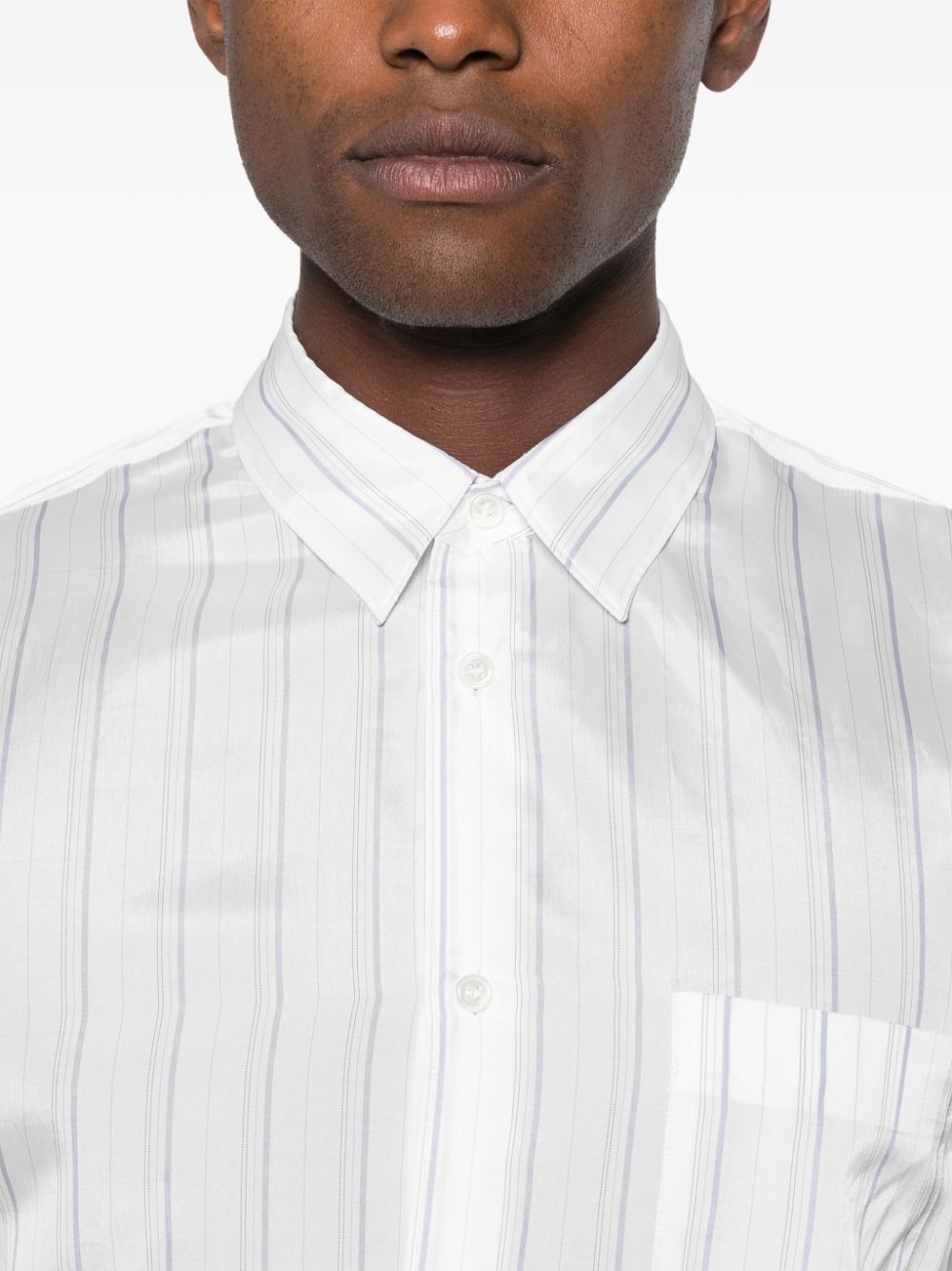 Shop Comme Des Garçons Shirt Striped Long-sleeve Shirt In White