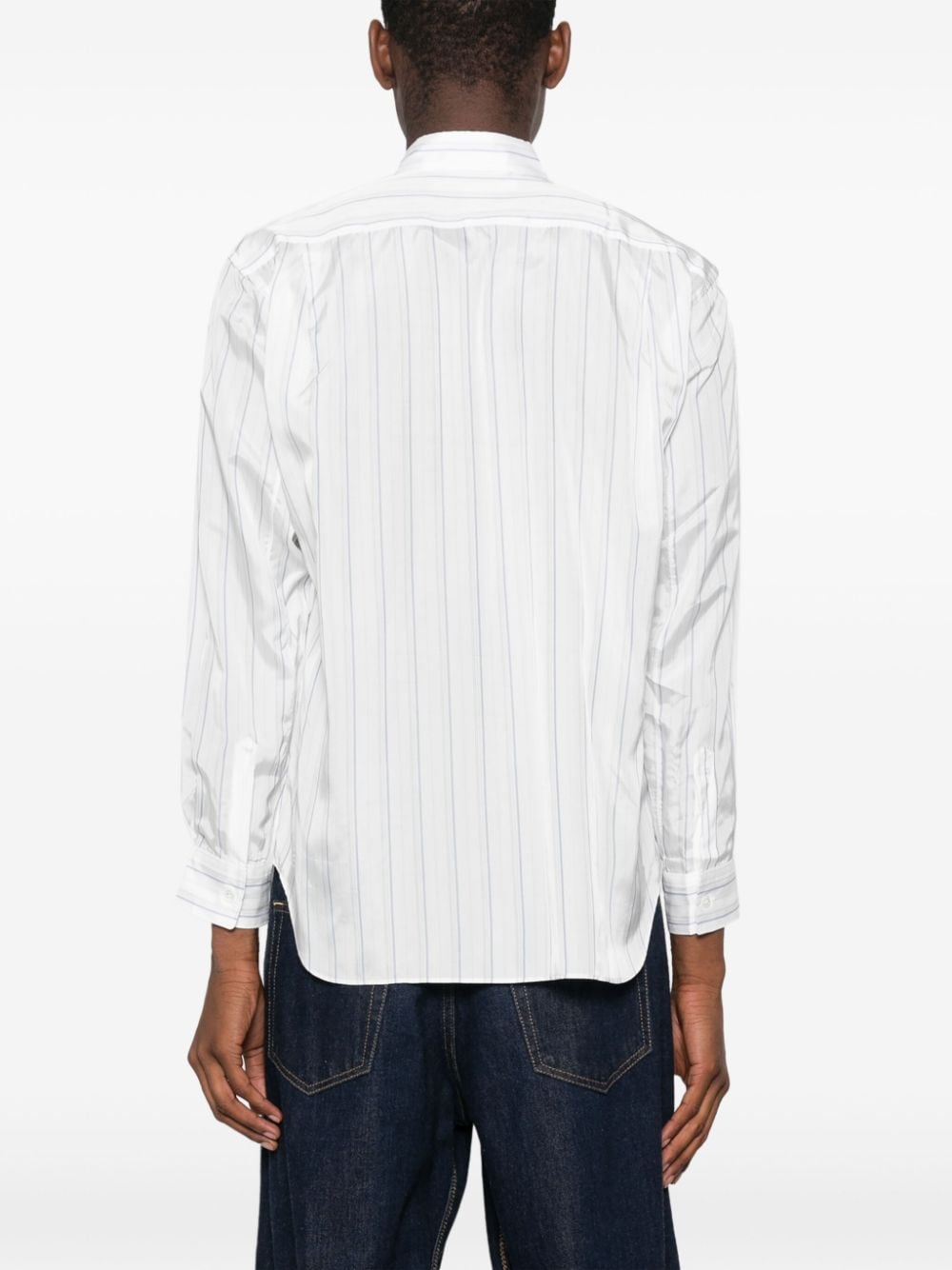 Shop Comme Des Garçons Shirt Striped Long-sleeve Shirt In White