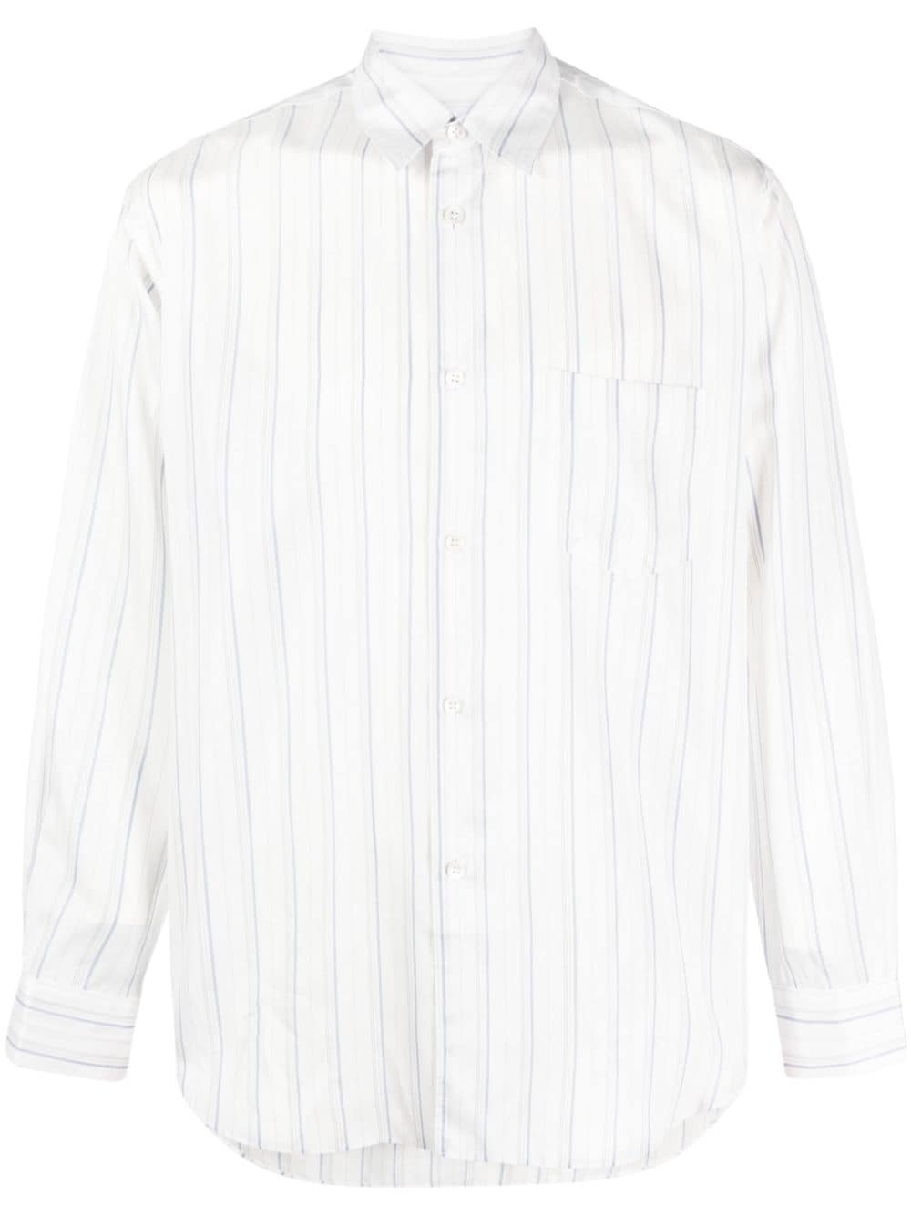 Shop Comme Des Garçons Shirt Striped Long-sleeve Shirt In White