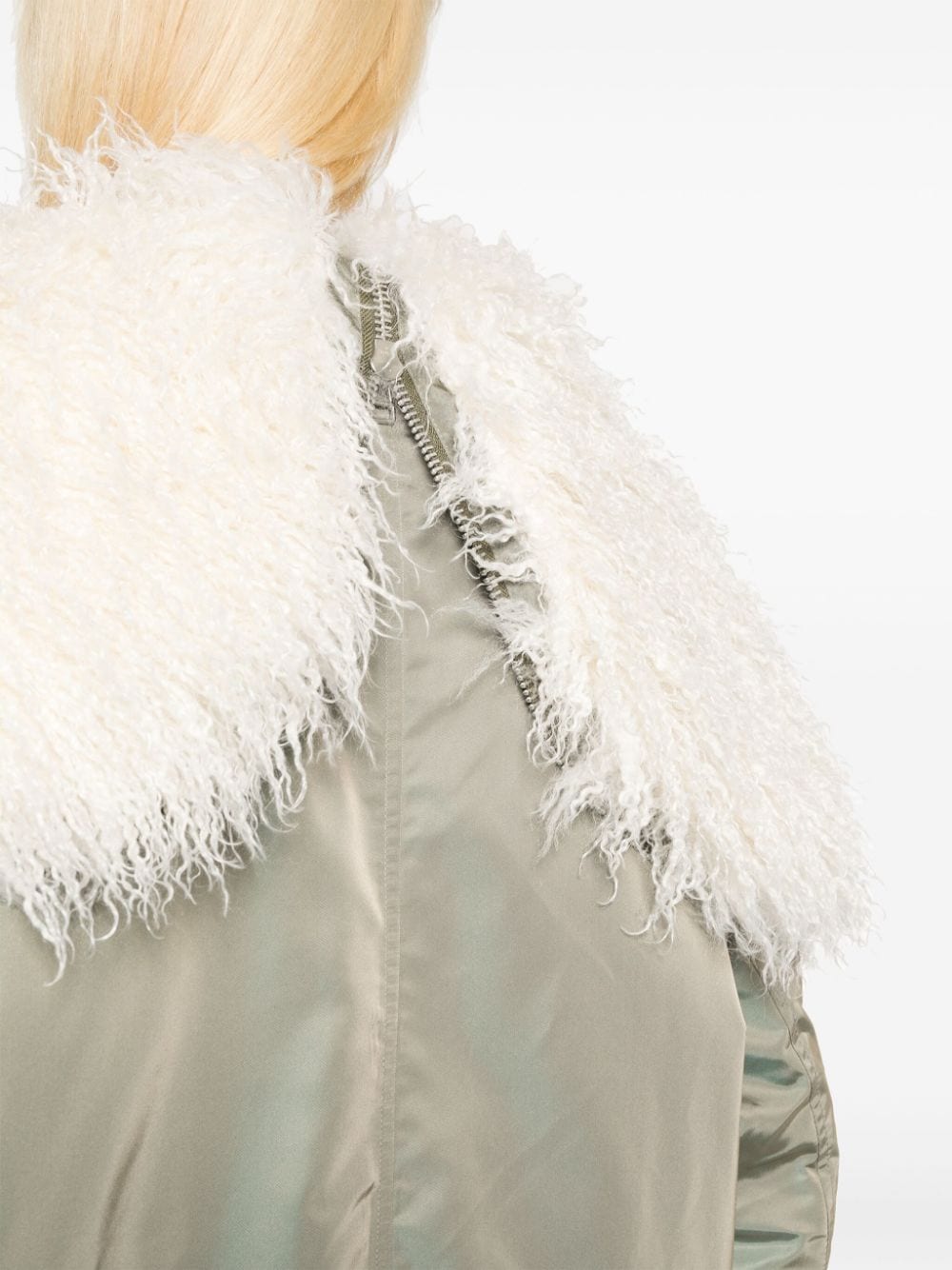 Shop Vaquera Giant Faux Fur-trimmed Aviator Jacket In Green