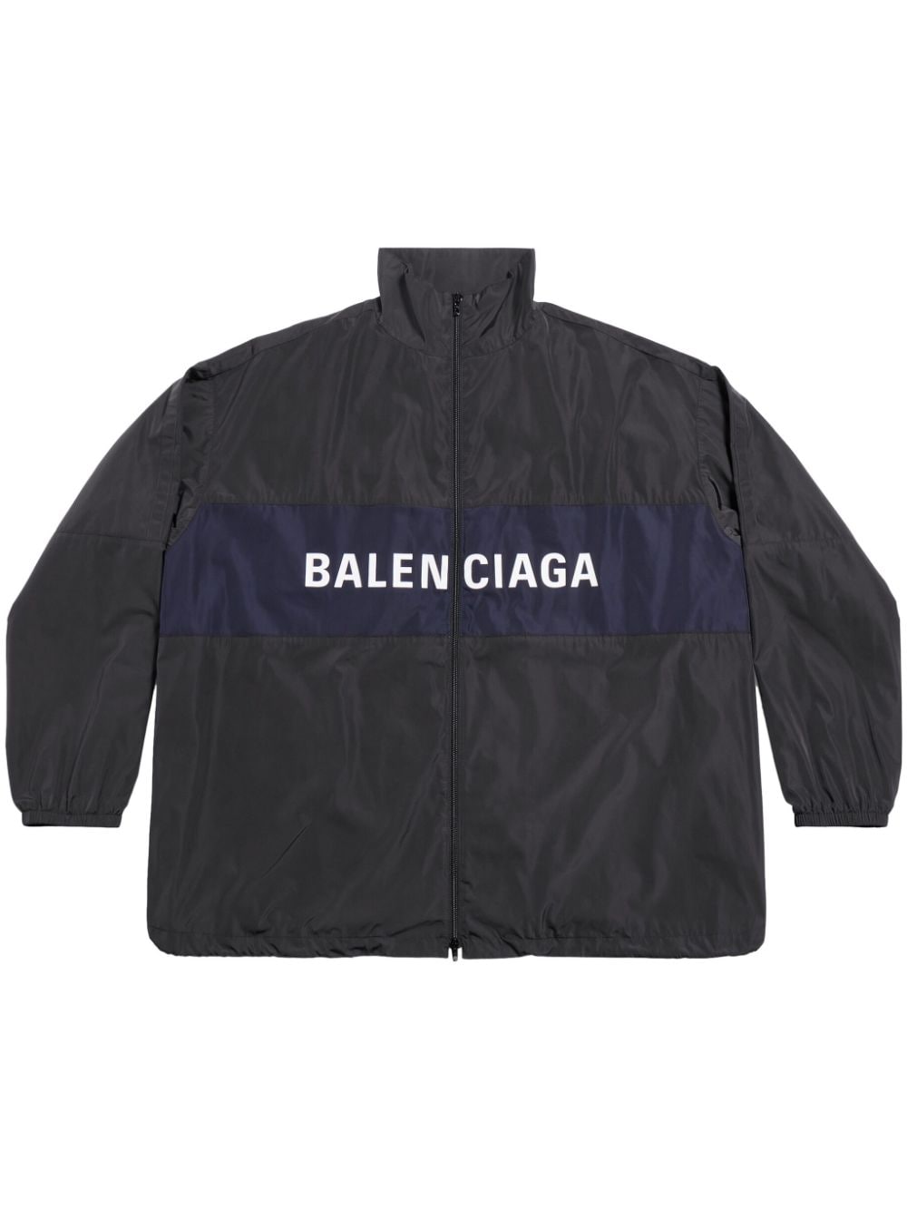 Shop Balenciaga Logo-print Zip-up Jacket In Black