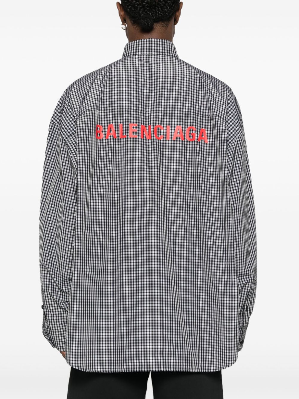 Balenciaga logo-print check-pattern shirt Men