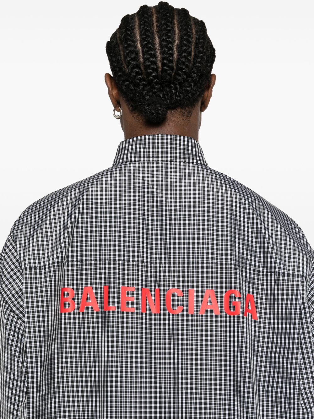 Balenciaga logo-print check-pattern shirt Men