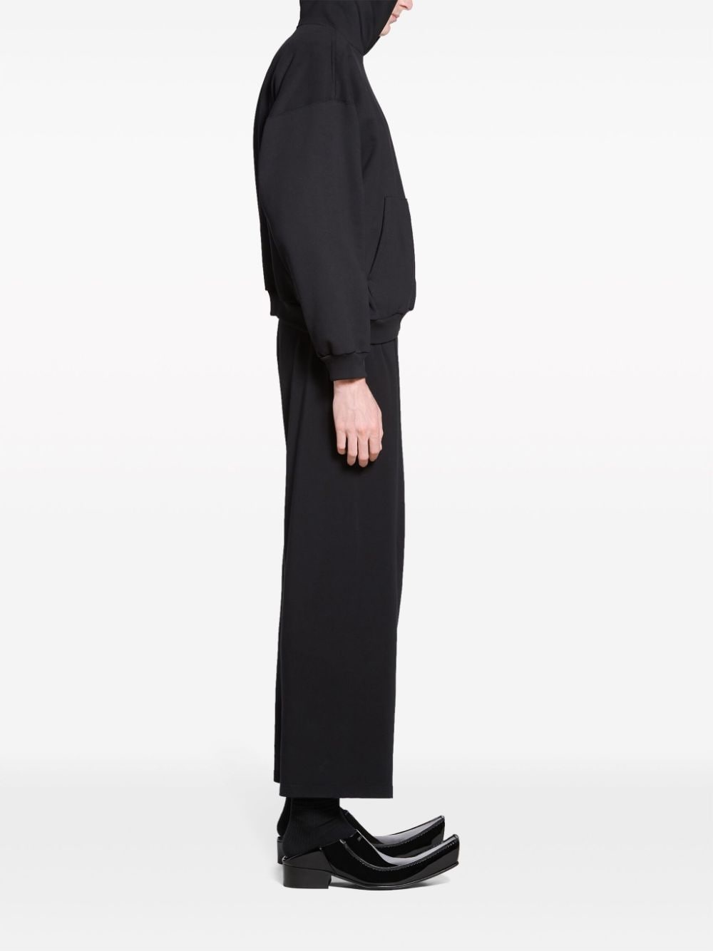 Shop Balenciaga Pouch-pocket Cotton Hoodie In Black