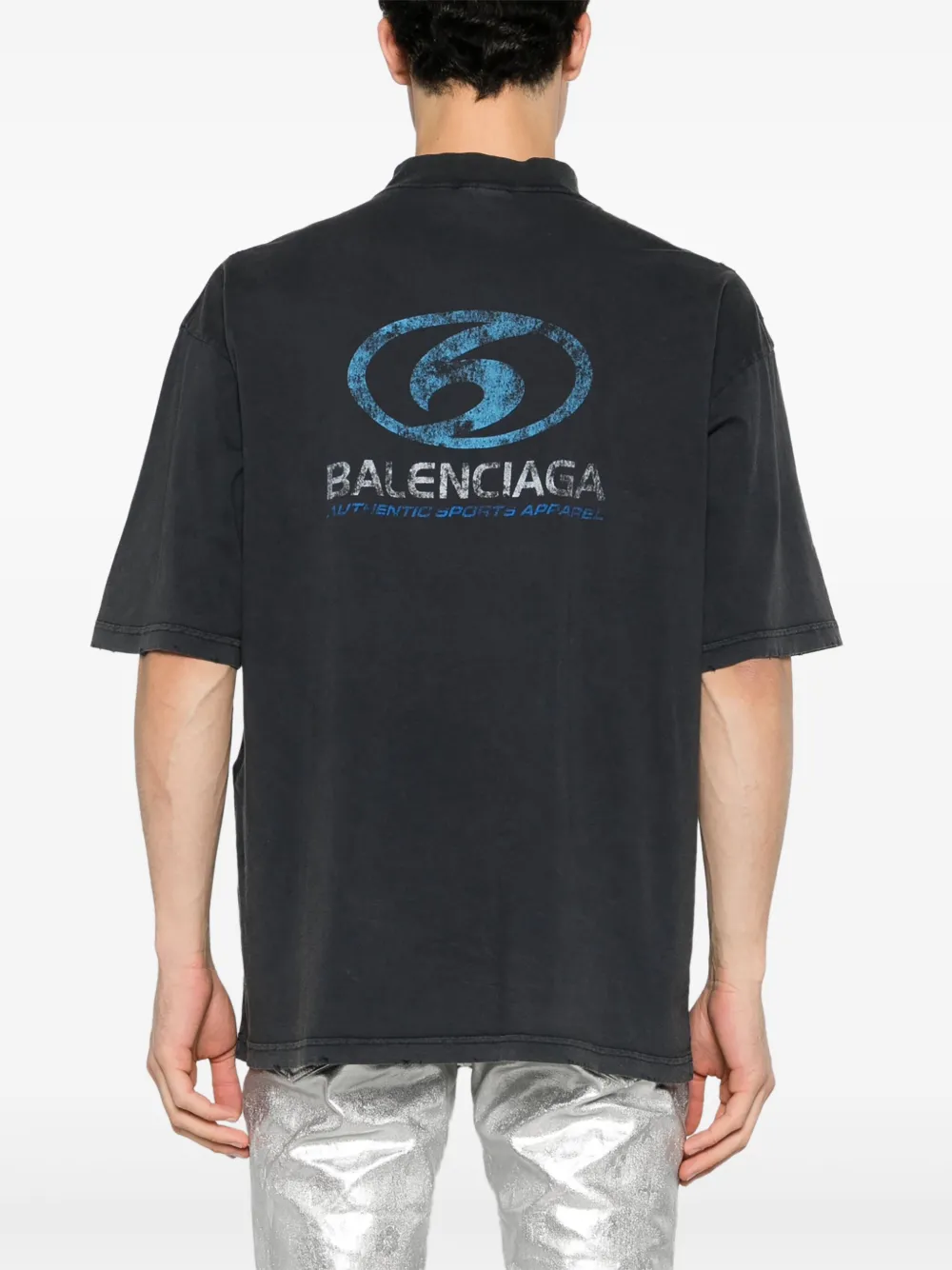 Shop Balenciaga Surfer Logo-print Cotton T-shirt In Black