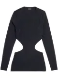 Balenciaga logo-tag cut-out top - Black