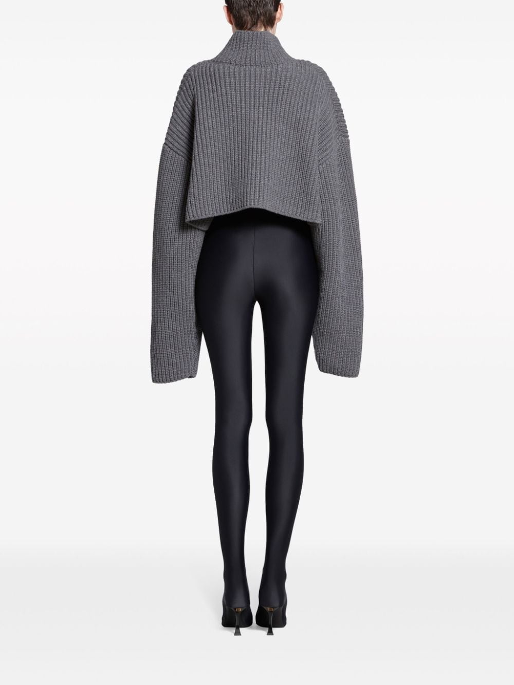 Shop Balenciaga High-neck Virgin Wool Jumper In Grey