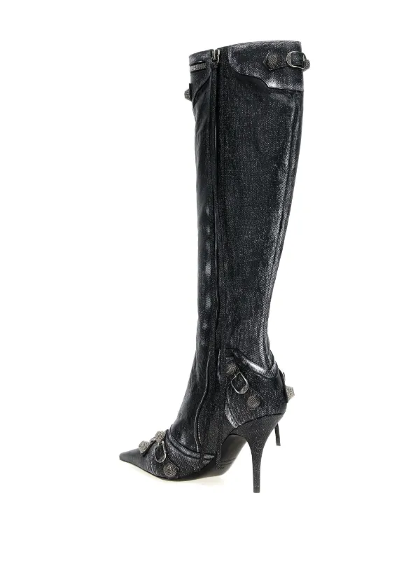 Balenciaga Cagole 90mm Studded Leather Boots | Black | FARFETCH