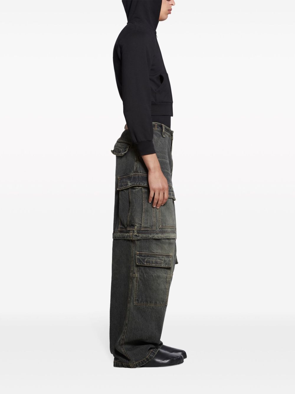 Balenciaga Katoenen cargo jeans met wijde pijpen Zwart