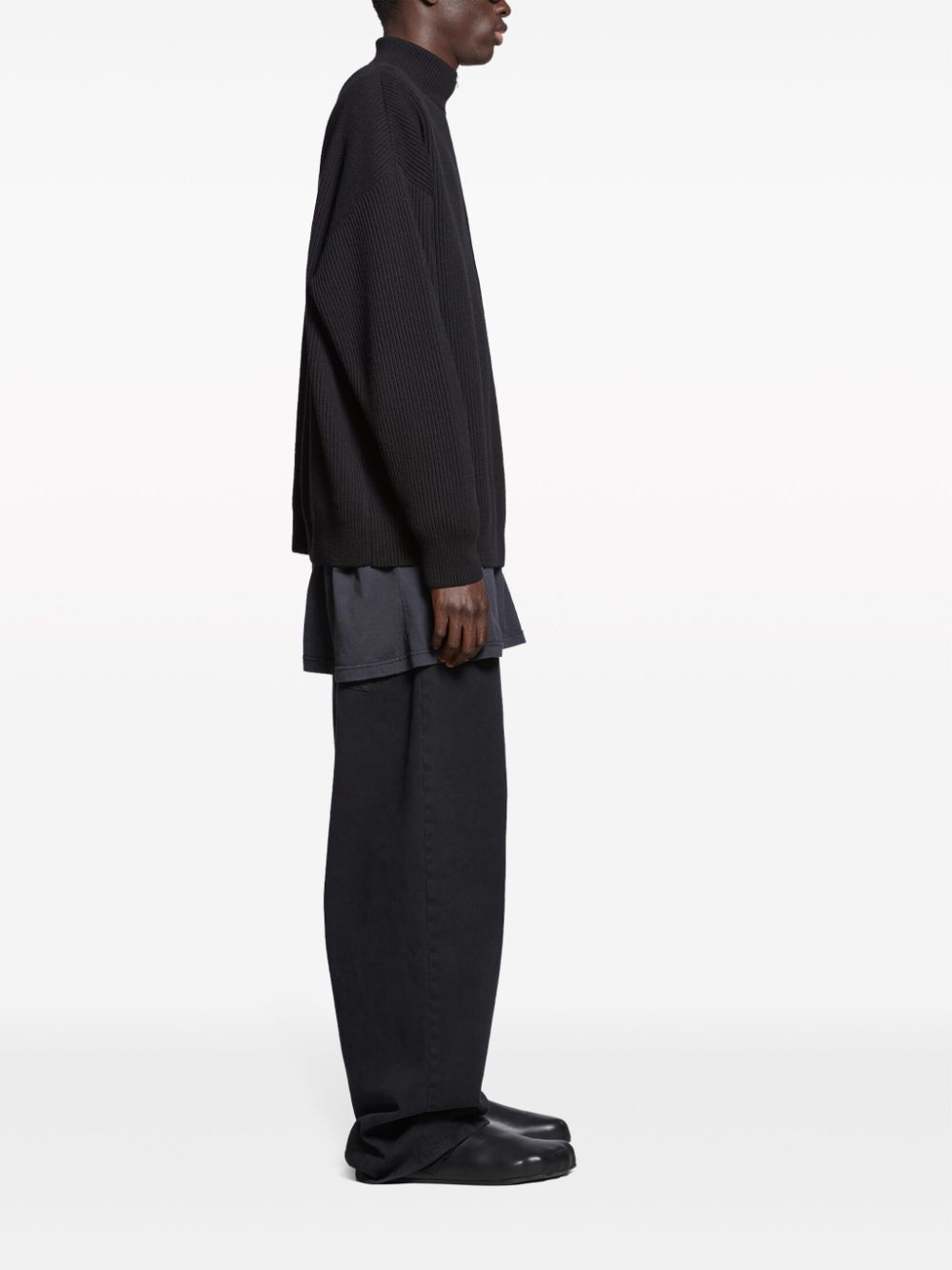 Shop Balenciaga Half-zip Cashmere Jumper In Black