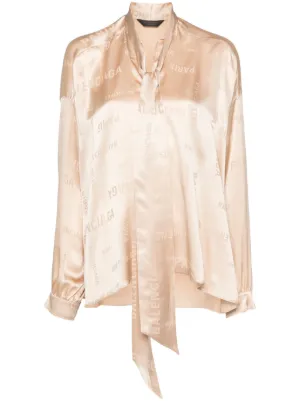 BALENCIAGA バレンシアガ シルクブラウス きら ベージュ