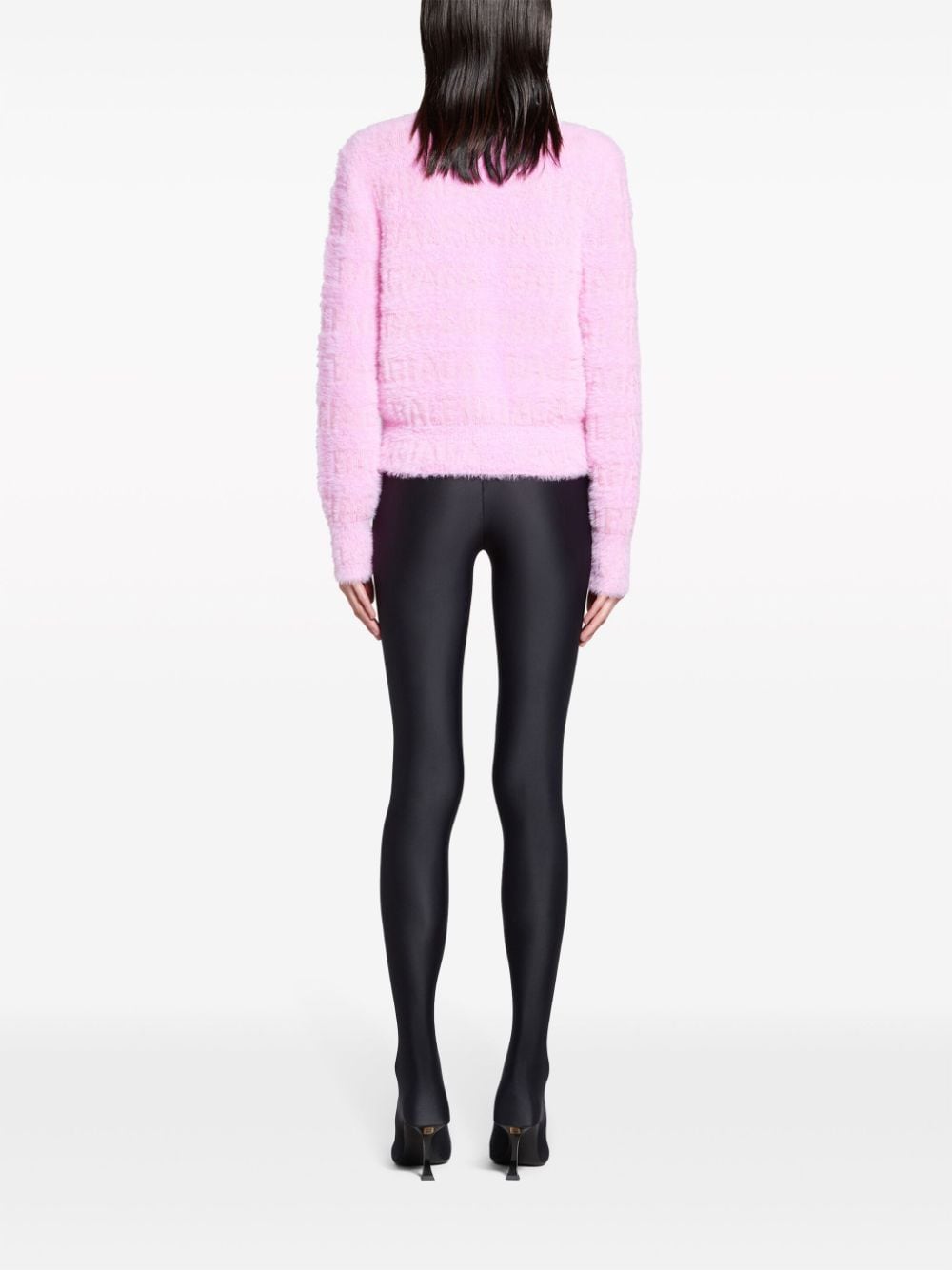 Shop Balenciaga Bal Horizontal Furry Jumper In Pink