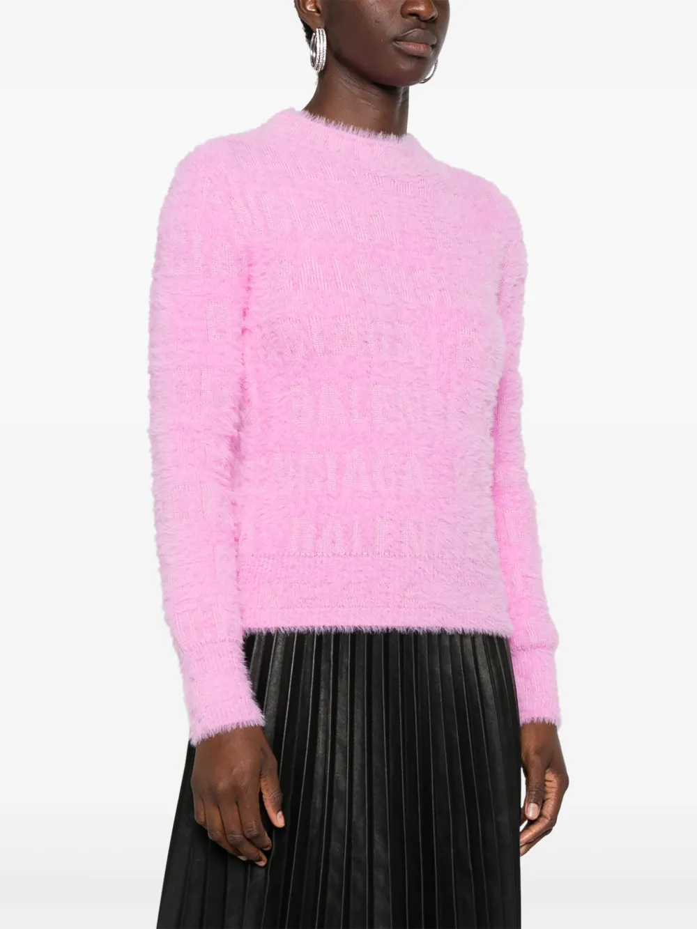 Balenciaga logo knit Fuzzy Jumper Pink FARFETCH CA