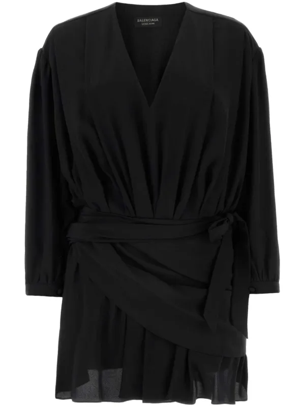 【BALENCIAGA】 V ネック ミニ ドレス Balenciaga Vネック シルクミニドレス | ブラック | FARFETCH JP