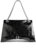 Balenciaga large Crush crocodile-effect shoulder bag - Black