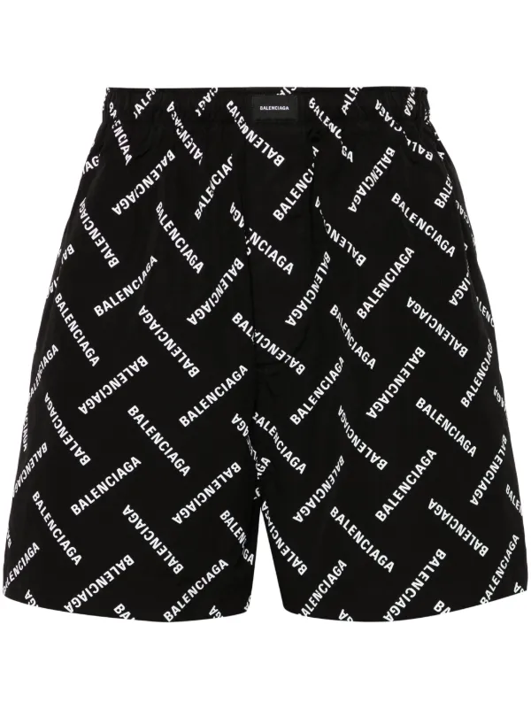 Balenciaga Men s Logo Print Cotton Shorts