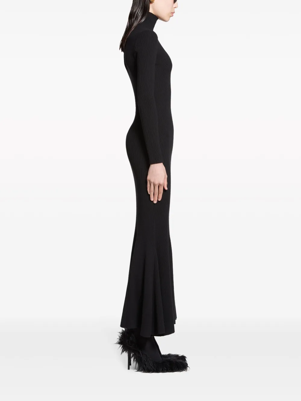 Shop Balenciaga High-neck Cashmere Maxi Dress In Black