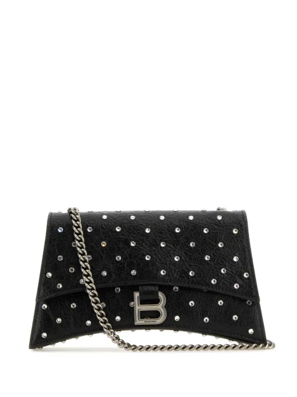 ショルダーバッグ・ポシェット BALENCIAGA BLACK LEATHER SMALL CRUSH SHOULDER BAG Crush Small leather shoulder bag in black - Balenciaga