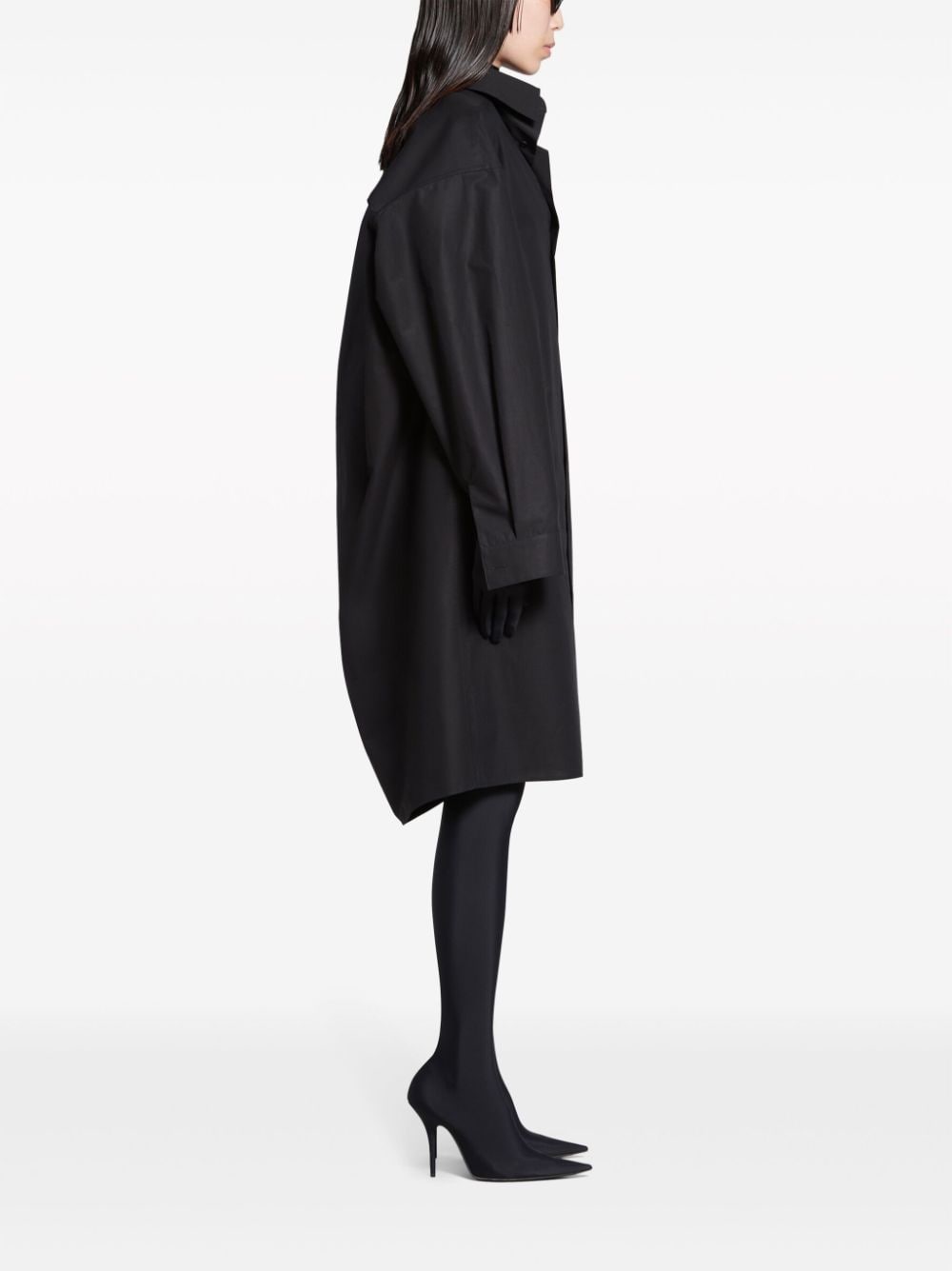 Shop Balenciaga Cotton-poplin Shirtdress In Black