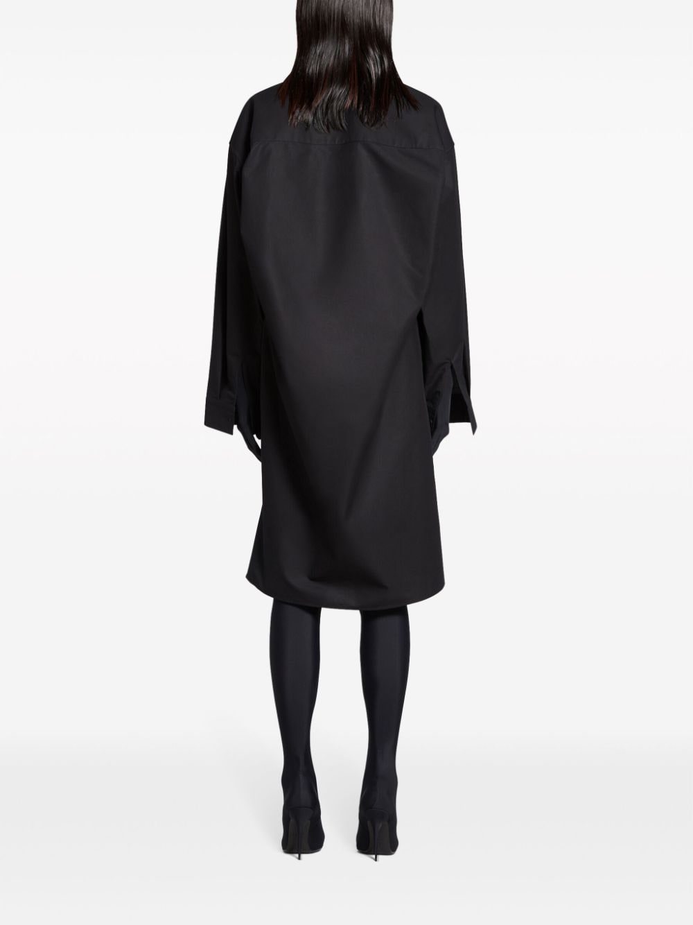 Shop Balenciaga Cotton-poplin Shirtdress In Black