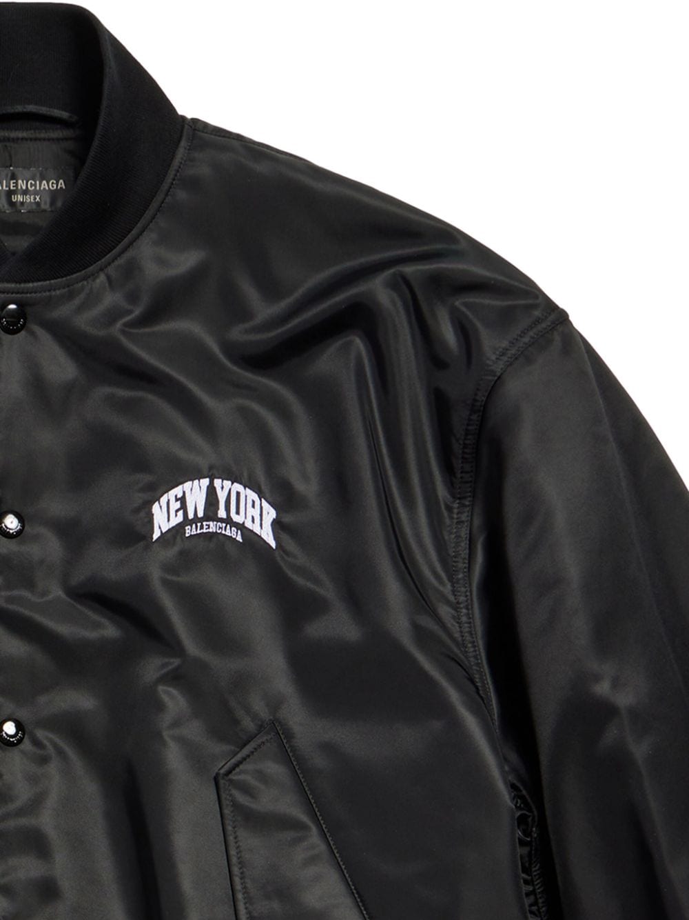 Shop Balenciaga New York-embroidery Bomber Jacket In Black