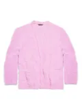 Balenciaga logo-jacquard faux-fur cardigan - Pink