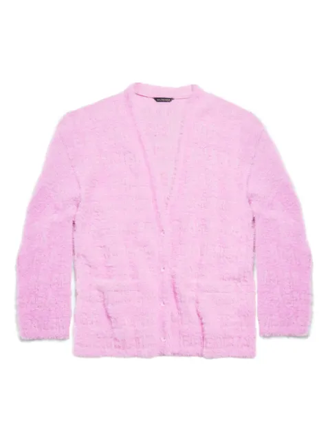 Balenciaga logo-jacquard faux-fur cardigan