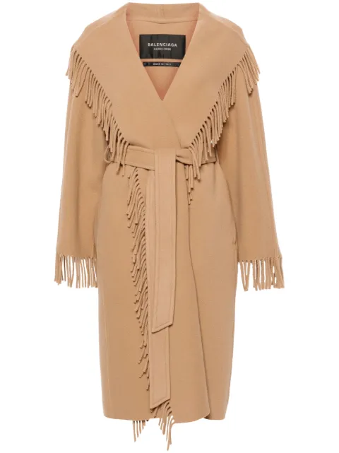 Balenciaga fringed-edge wool coat