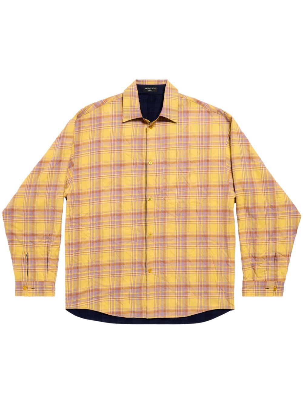 Balenciaga Reversible Checked Shirt In 7362 Bleached Yellow