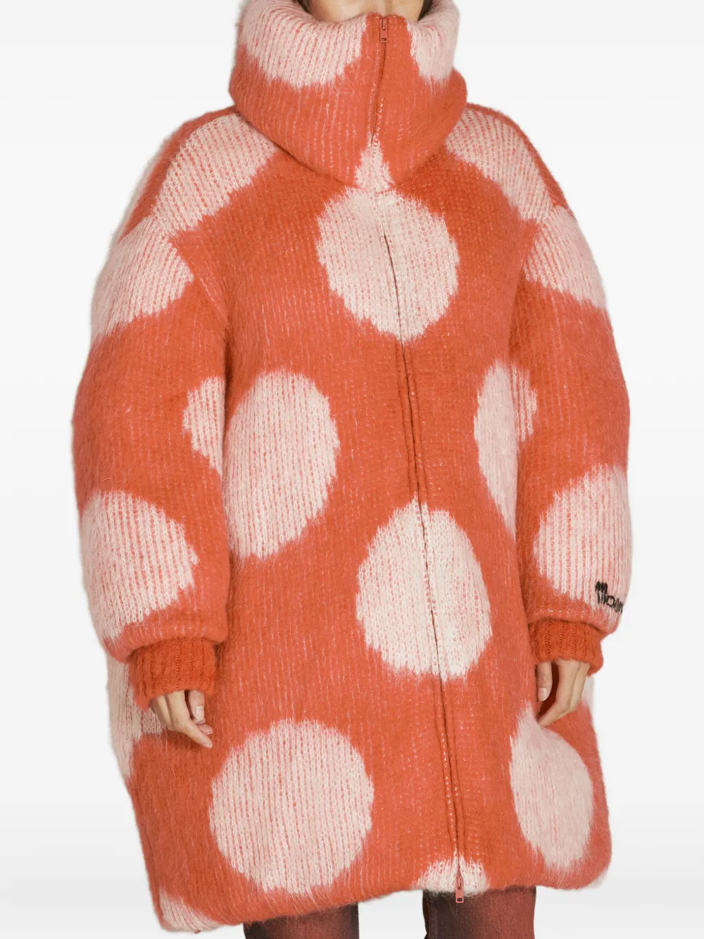 Marni polka-dot high-neck coat Oranje