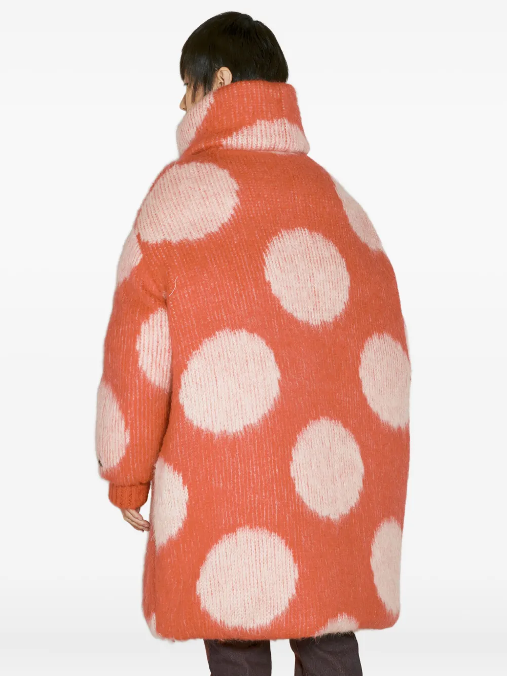 Marni polka-dot high-neck coat Oranje