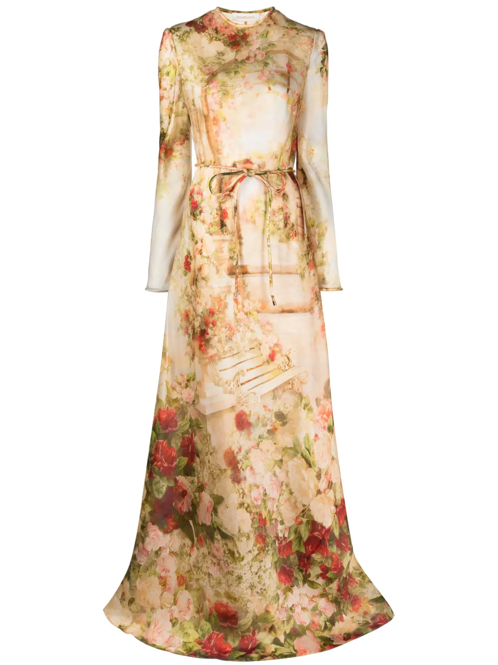 ZIMMERMANN Zijden jurk met print Beige