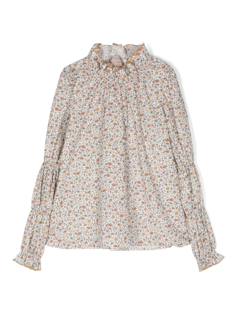 La Stupenderia Kids' Floral-print Cotton Blouse In White