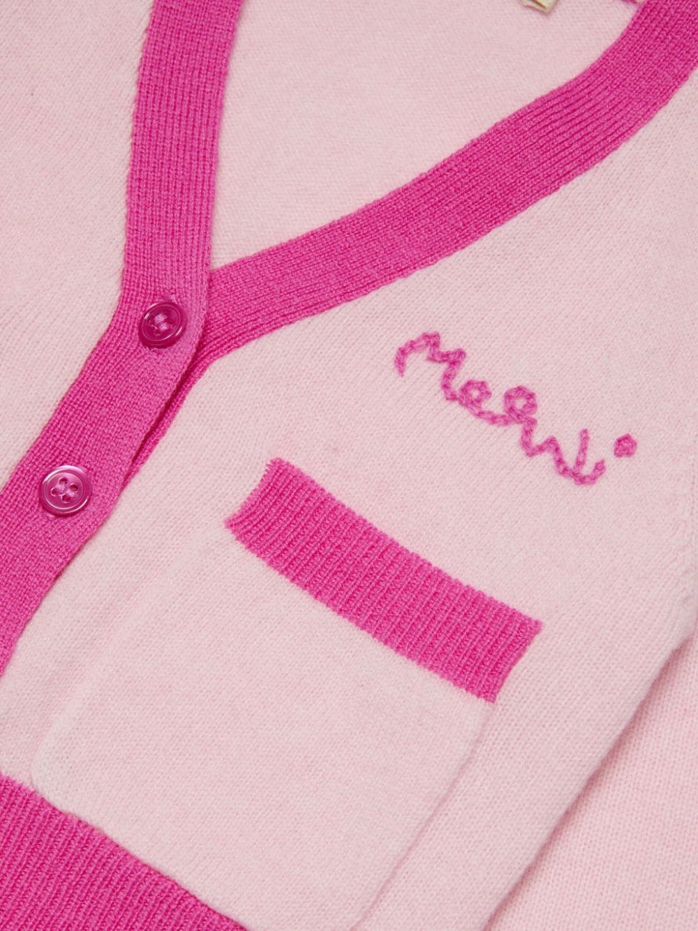 Shop Marni Logo-embroidered Wool Blend Cardigan In Rosa