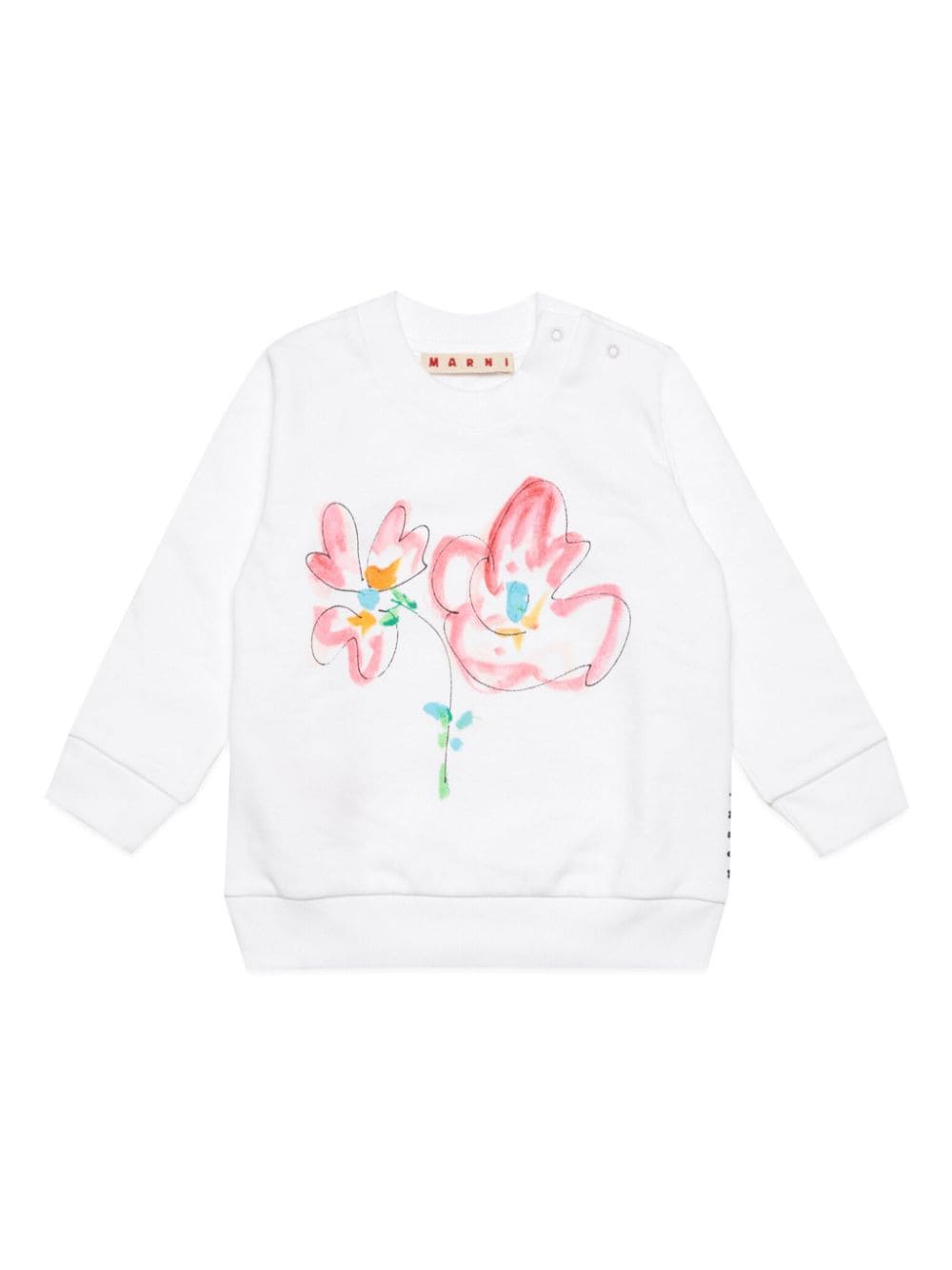 Marni Babies' Floral-print Cotton Sweatshirt In 白色