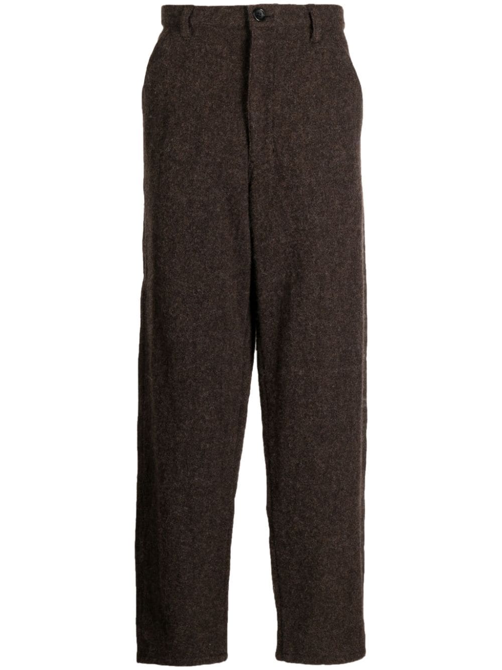 Comme Des Garçons Shirt Straight-leg Felt Trousers In Braun